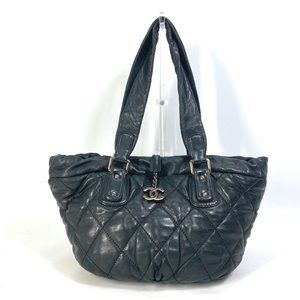 CHANEL CC Coco Mark Matelasse Quilted Chain Tote Bag Shoulder Leather Women's...